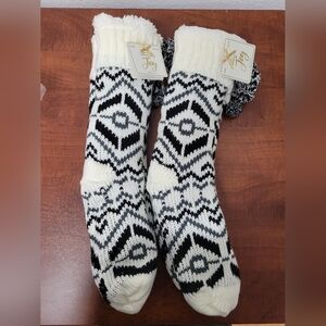 Joy Cozy Black and White Slipper Socks 2 Pairs Nwt